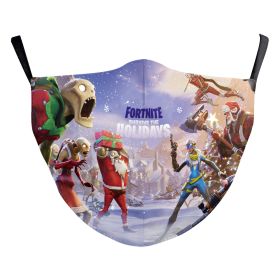 Santa Claus Digital Printing Double Layer Dustproof Mask (Option: B178 1754-Adult Average Size)