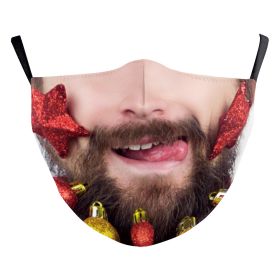 Christmas Beard Digital Printing Face Creative Double-layer Dust Mask (Option: B178 1835-Adult Average Size)