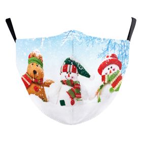 Christmas Snowman Digital Printing Double Layer Dustproof Mask (Option: B178 1151-Adult Average Size)