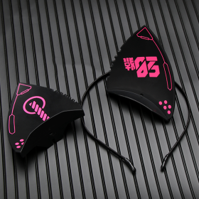 Punk Mask Cat Ears Sci-fi Machinery (Option: Cat ears black pink)